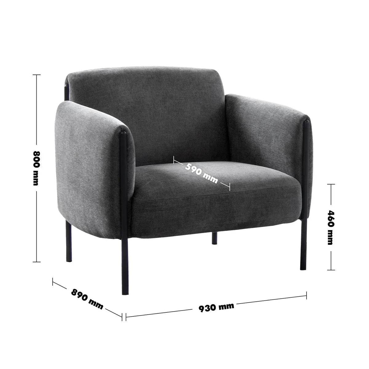 Modern mixed weave fabric 1 seater sofa mosaic size charts.