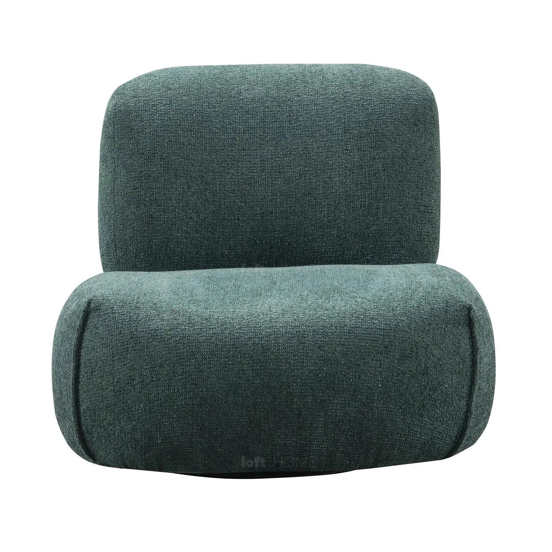 Cream mixed weave fabric revolving 1 seater sofa moss color swatches.