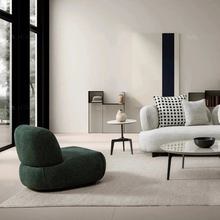 Cream Mixed Weave Fabric Revolving 1 Seater Sofa MOSS Good to Know Preview-1