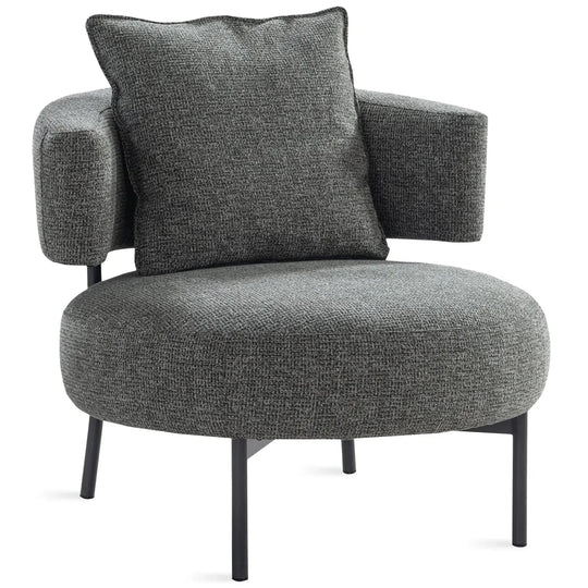 Modern mixed weave fabric 1 seater sofa nave in white background.