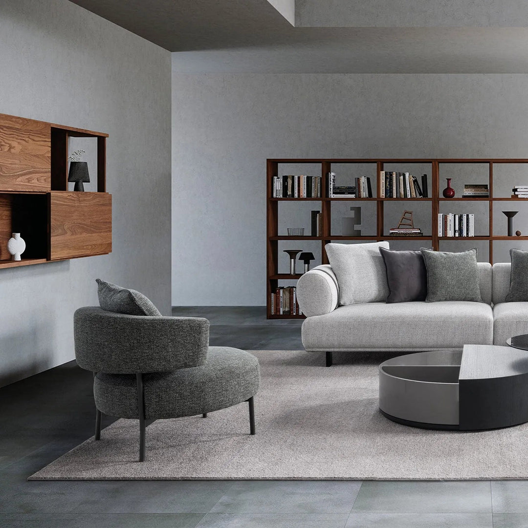 Modern Mixed Weave Fabric 1 Seater Sofa NAVE