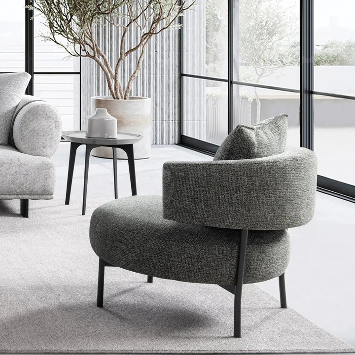 Modern Mixed Weave Fabric 1 Seater Sofa NAVE