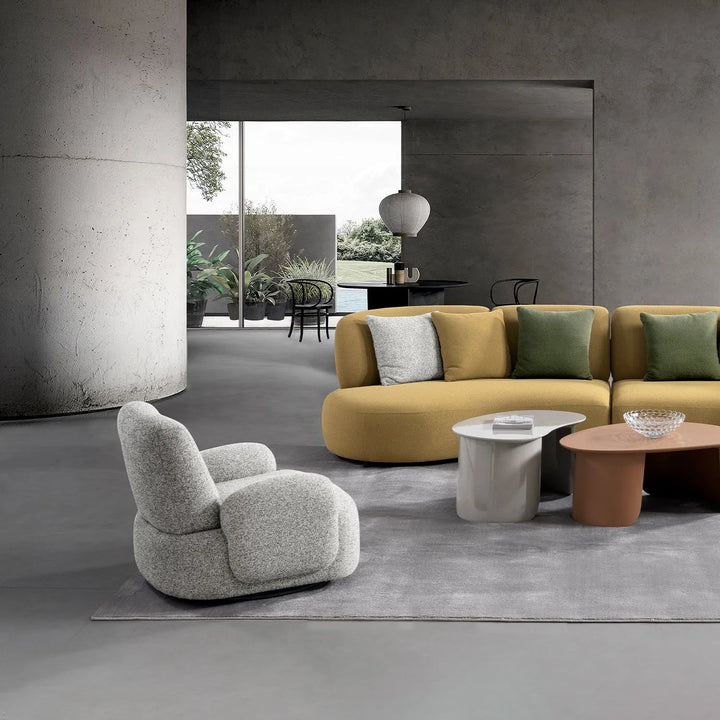 Cream Mixed Weave Fabric Revolving 1 Seater Sofa PARAPET