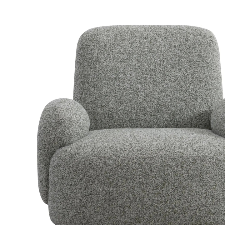 Cream mixed weave fabric revolving 1 seater sofa parapet in real life style.