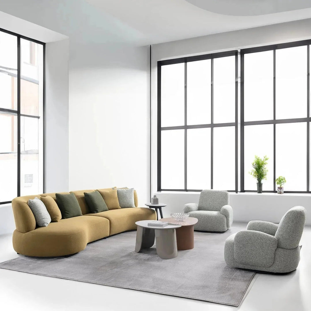 Cream Mixed Weave Fabric Revolving 1 Seater Sofa PARAPET