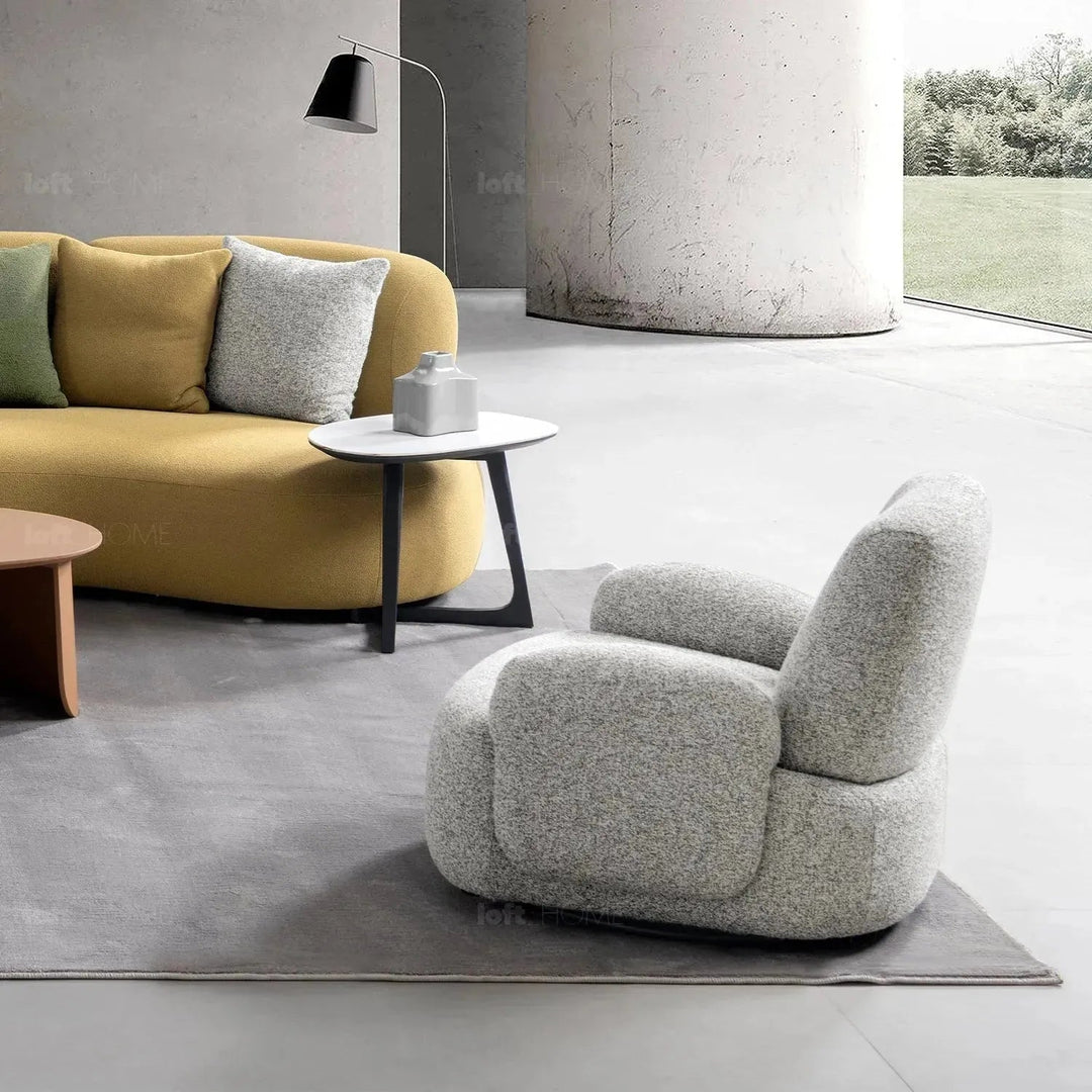 Cream Mixed Weave Fabric Revolving 1 Seater Sofa PARAPET