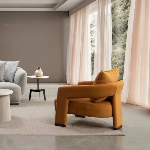 Modern Suede Fabric 1 Seater Sofa PHERAL Good to Know Preview-1
