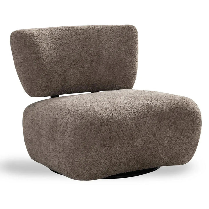 Cream Sherpa Fabric Revolving 1 Seater Sofa RITE