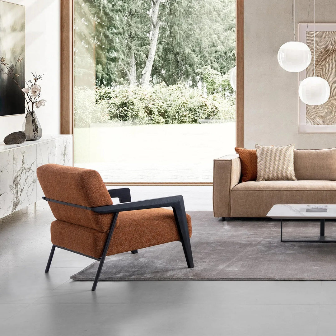 Modern Mixed Weave Fabric 1 Seater Sofa SEMPRE