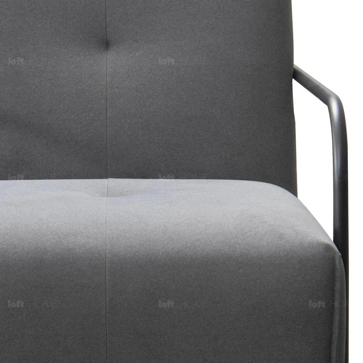 Modern mixed weave fabric revolving 1 seater sofa talc metal in details.