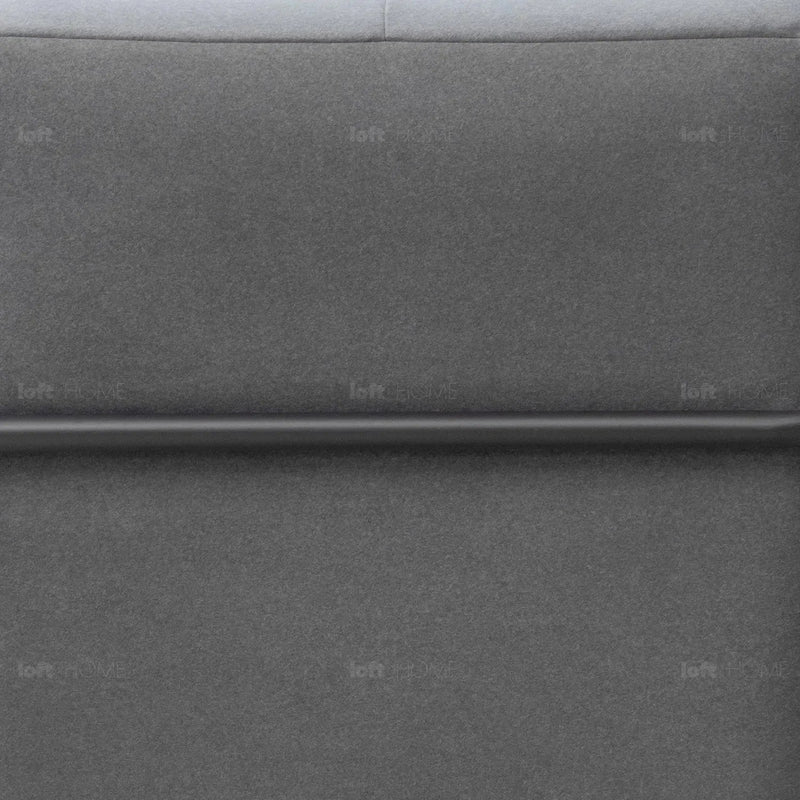 Modern mixed weave fabric revolving 1 seater sofa talc metal in close up details.