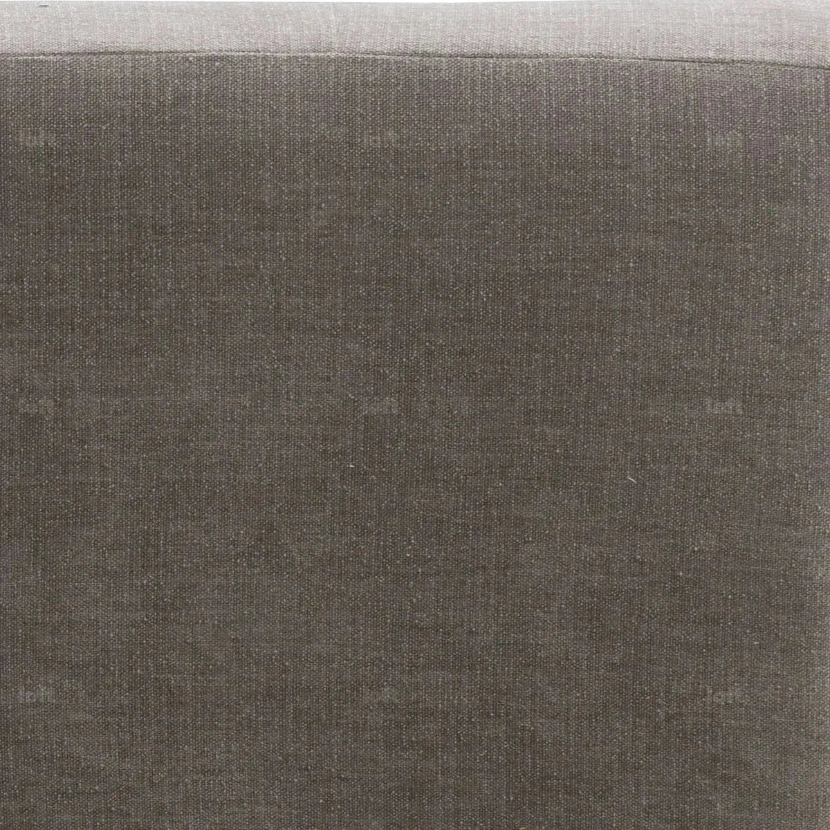 Modern mixed weave fabric revolving 1 seater sofa talc wood in panoramic view.