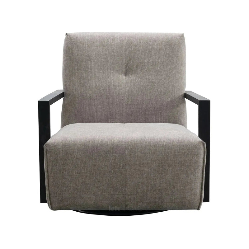 Modern mixed weave fabric revolving 1 seater sofa talc wood color swatches.