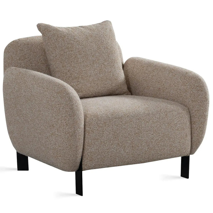 Modern Mixed Weave Fabric 1 Seater Sofa TALC