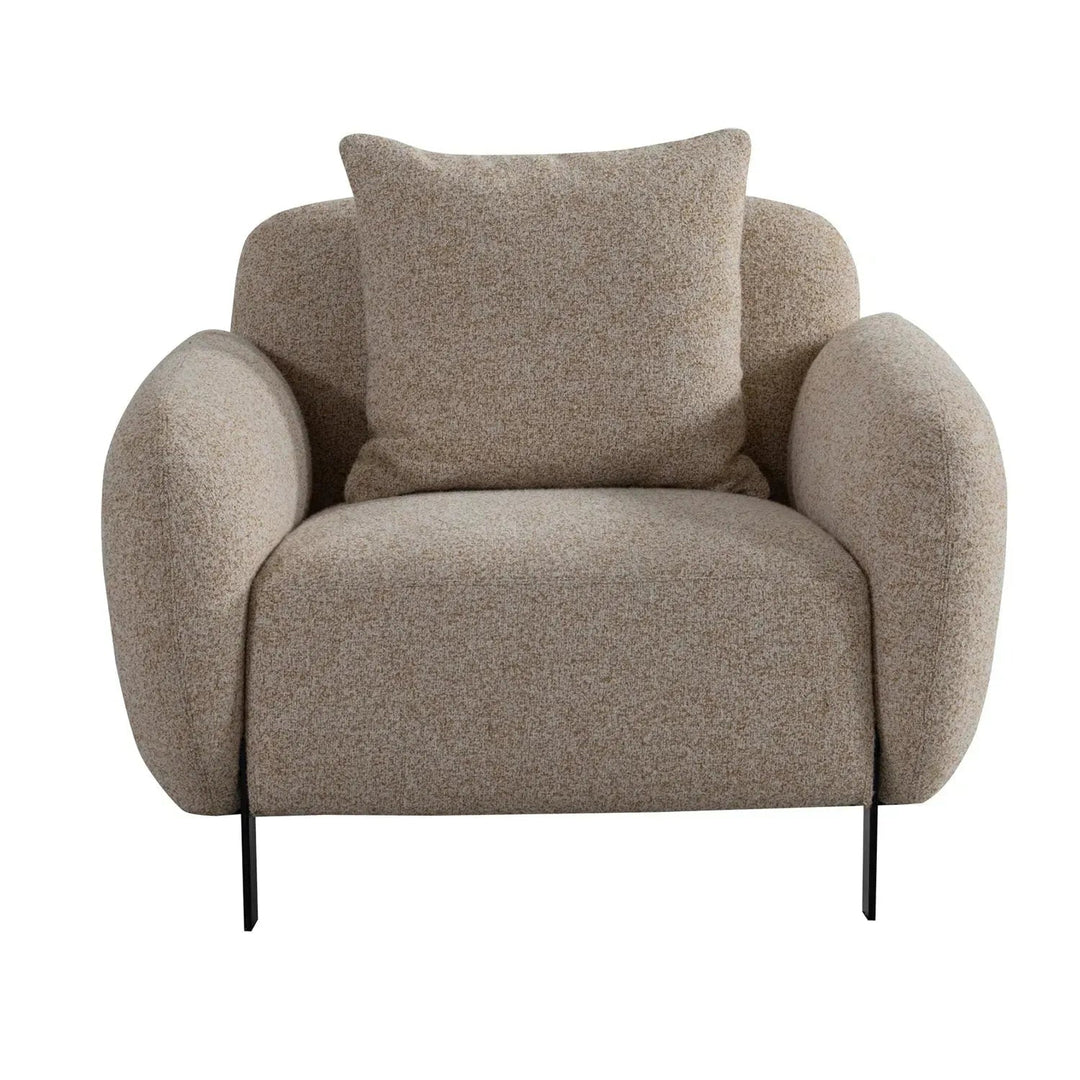 Modern Mixed Weave Fabric 1 Seater Sofa TALC