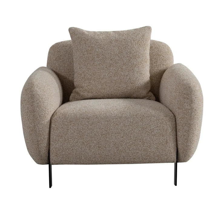 Modern Mixed Weave Fabric 1 Seater Sofa TALC