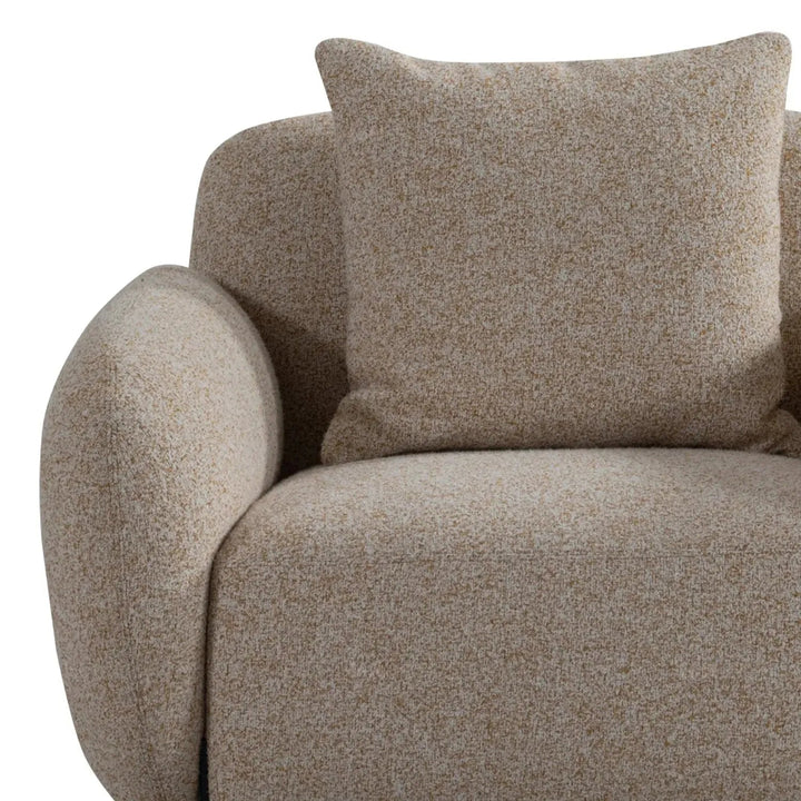 Modern mixed weave fabric 1 seater sofa talc with context.