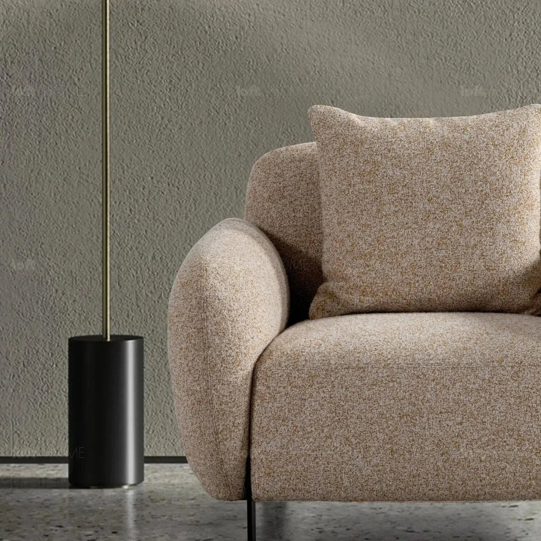 Modern Mixed Weave Fabric 1 Seater Sofa TALC