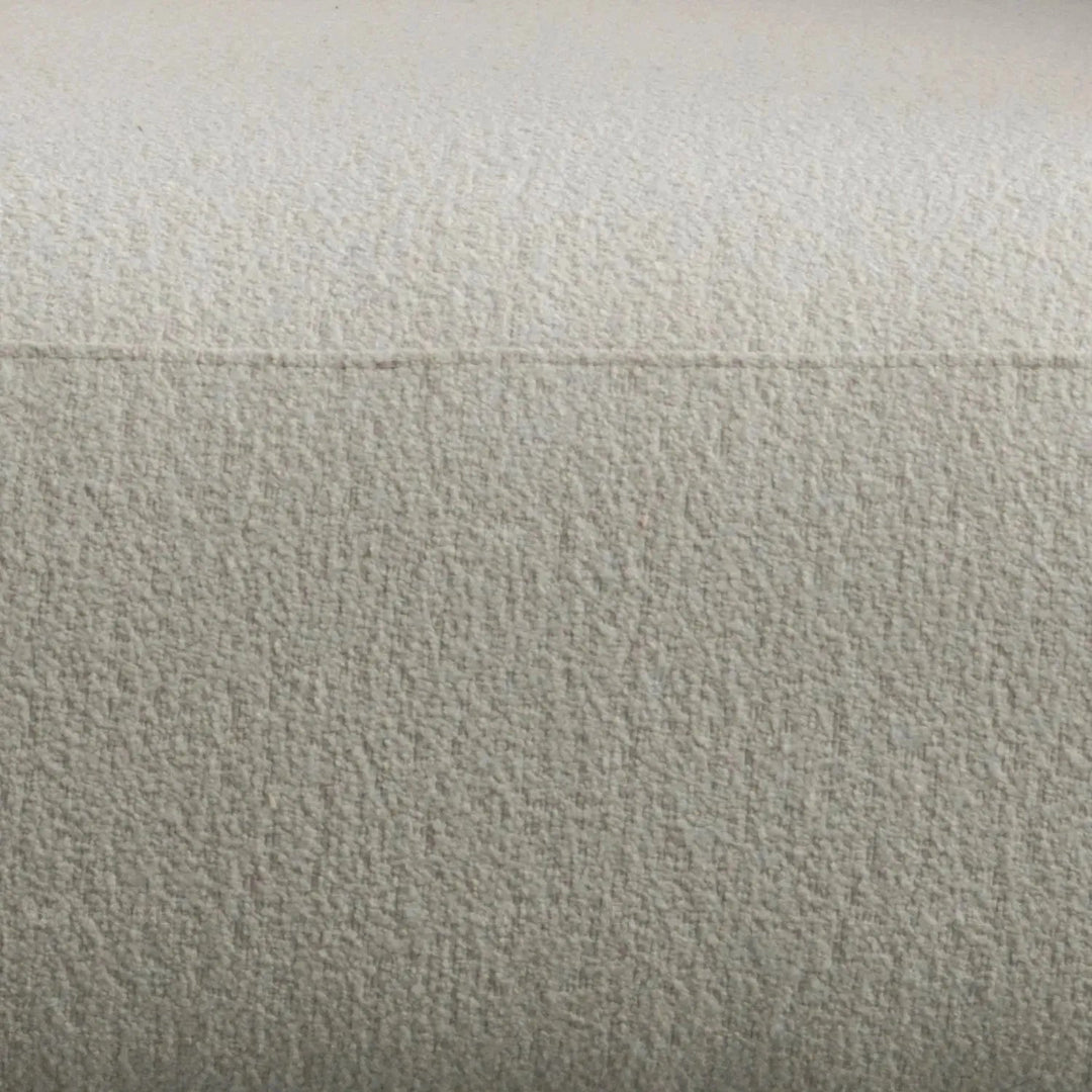 Modern boucle fabric 1 seater sofa topaz in panoramic view.