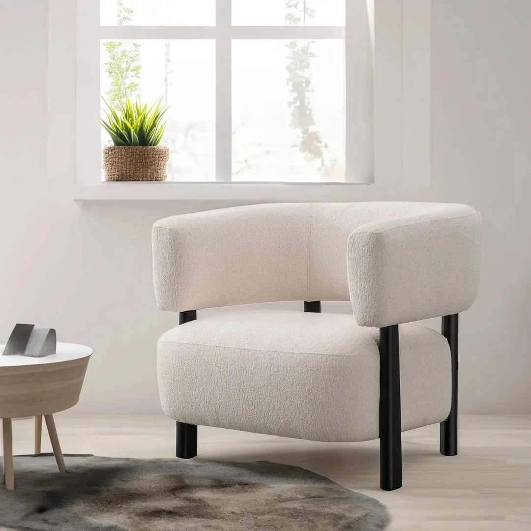 Modern Boucle Fabric 1 Seater Sofa TOPAZ