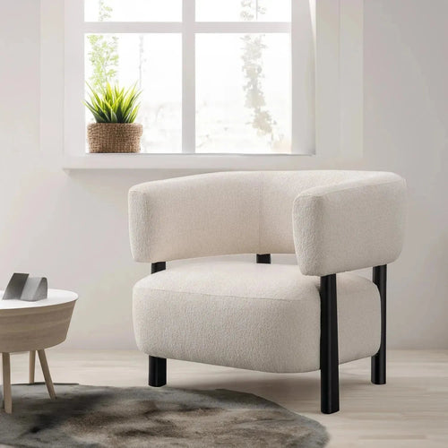 Modern Boucle Fabric 1 Seater Sofa TOPAZ Good to Know Preview-1