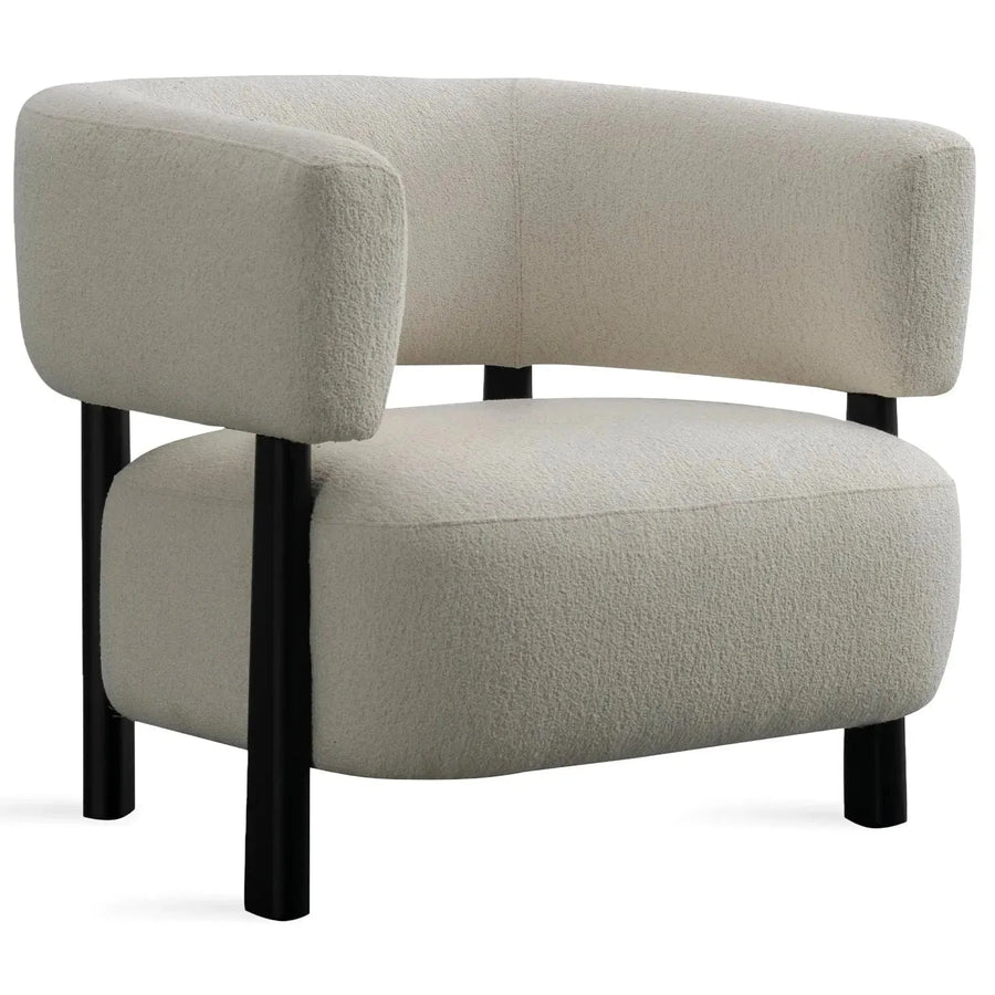 Modern boucle fabric 1 seater sofa topaz in white background.