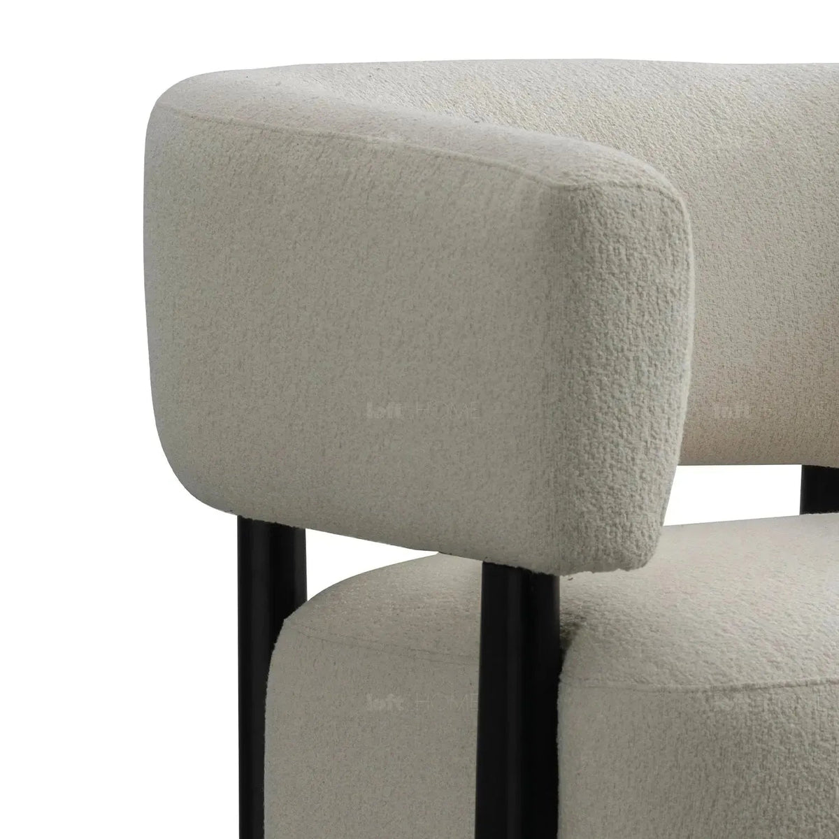 Modern boucle fabric 1 seater sofa topaz in details.