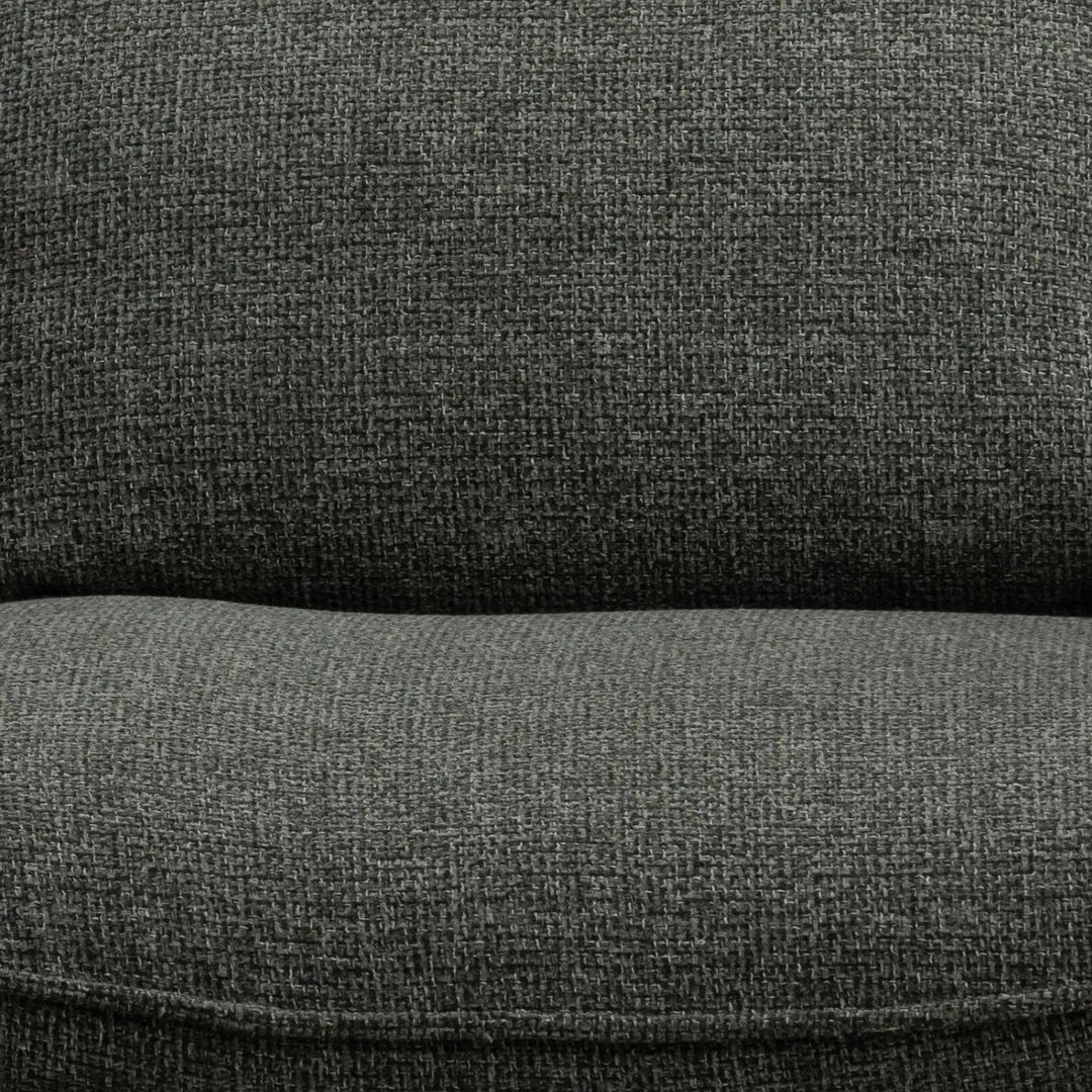Modern mixed weave fabric 1 seater sofa turret in panoramic view.