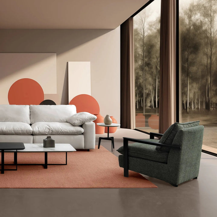 Modern Mixed Weave Fabric 1 Seater Sofa TURRET