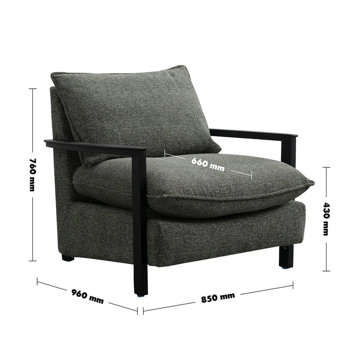 Modern mixed weave fabric 1 seater sofa turret size charts.