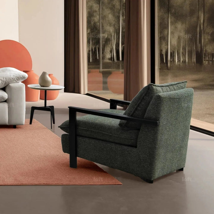 Modern Mixed Weave Fabric 1 Seater Sofa TURRET