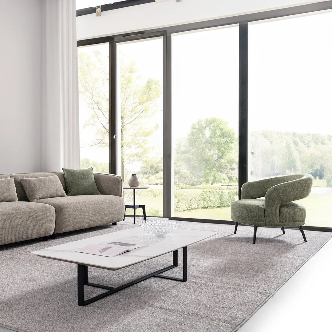 Modern Mixed Weave Fabric 1 Seater Sofa YARD