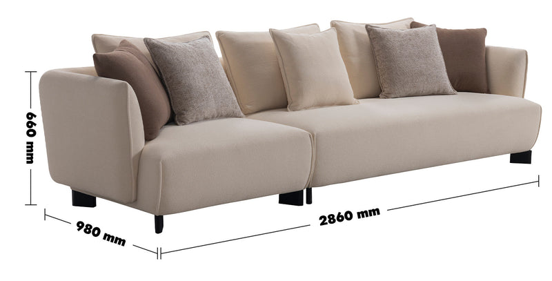 Modern Fabric 4 Seater Sofa ANGLER Size Chart