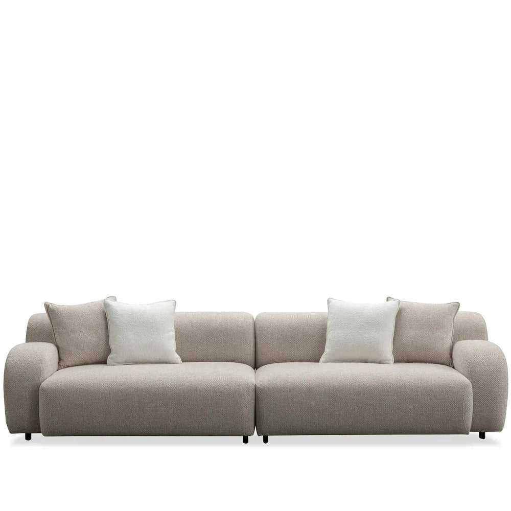 Modern mixed weave fabric 4 seater sofa ench in white background.