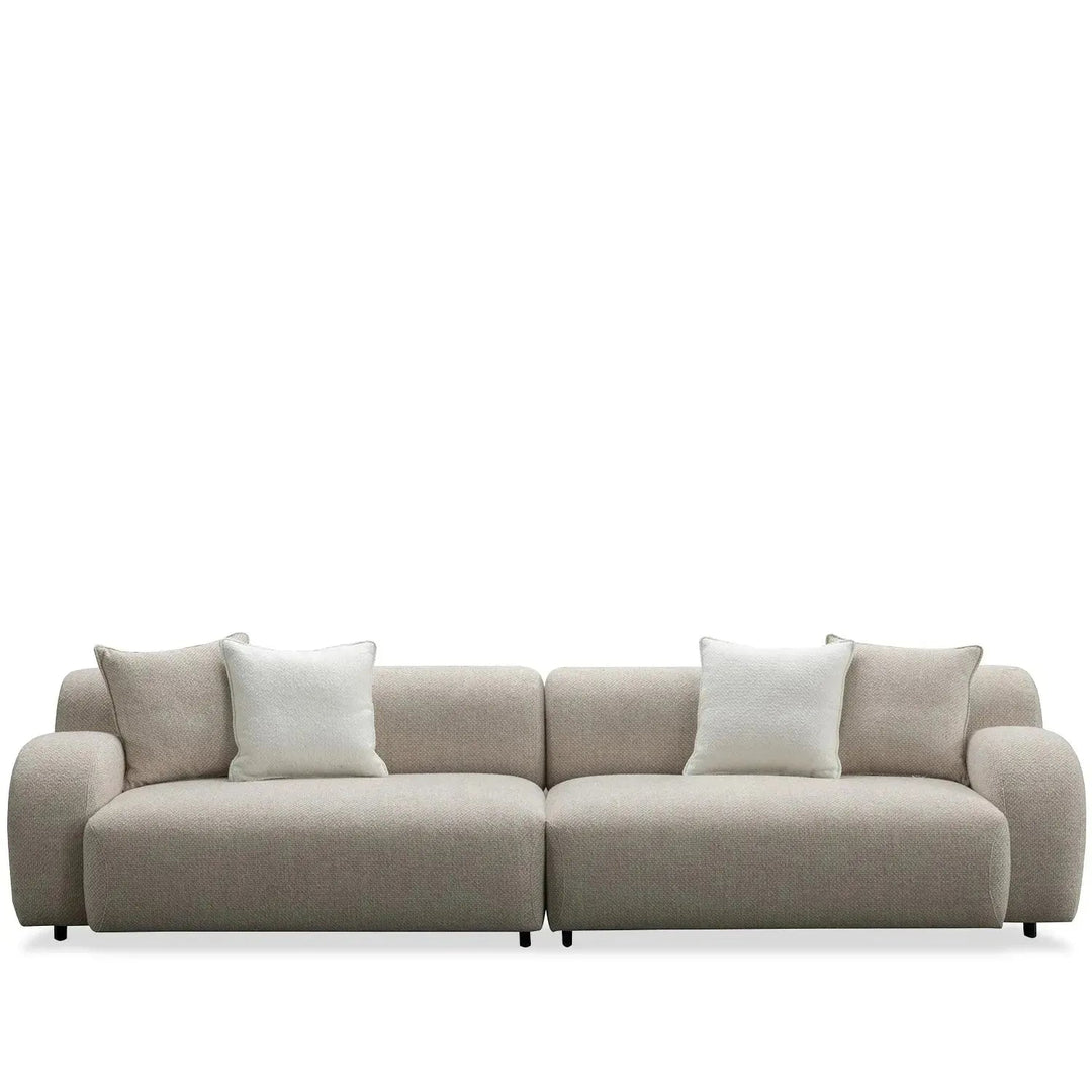 Modern mixed weave fabric 4 seater sofa ench in white background.