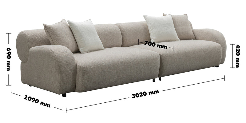 Modern Mixed Weave Fabric 4 Seater Sofa ENCH Size Chart