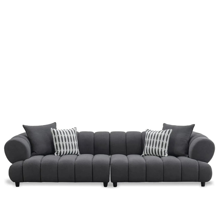Modern sherpa fabric 5 seater sofa lace in white background.