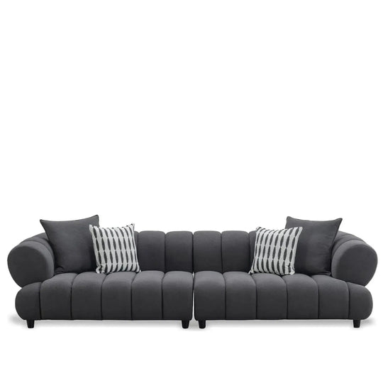 Modern sherpa fabric 5 seater sofa lace in white background.