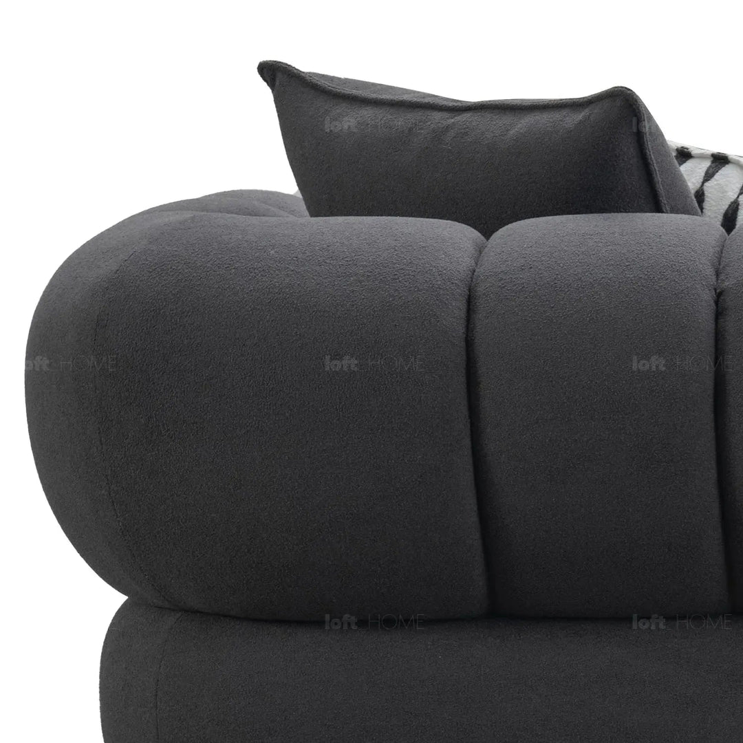 Modern sherpa fabric 5 seater sofa lace in details.