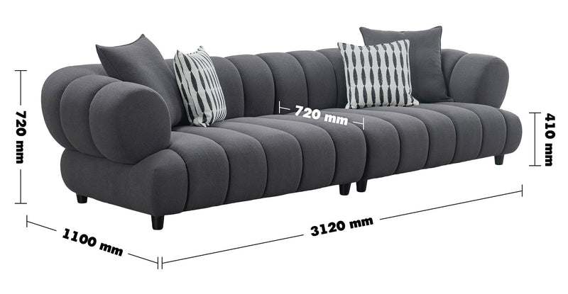 Modern Sherpa Fabric 5 Seater Sofa LACE Size Chart