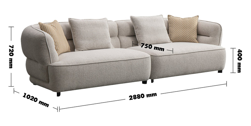 Modern Mixed Weave Fabric 4 Seater Sofa MANOR Size Chart