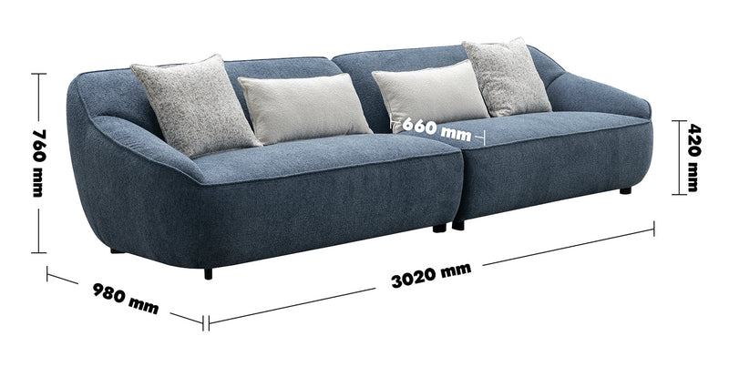 Modern Mixed Weave Fabric 4 Seater Sofa NEP Size Chart
