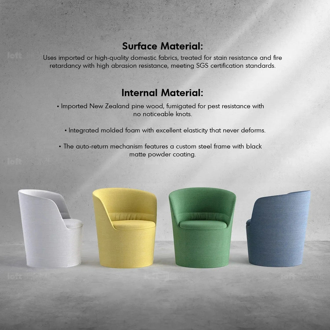 Minimalist Fabric Collar Armrest 1 Seater Sofa UP