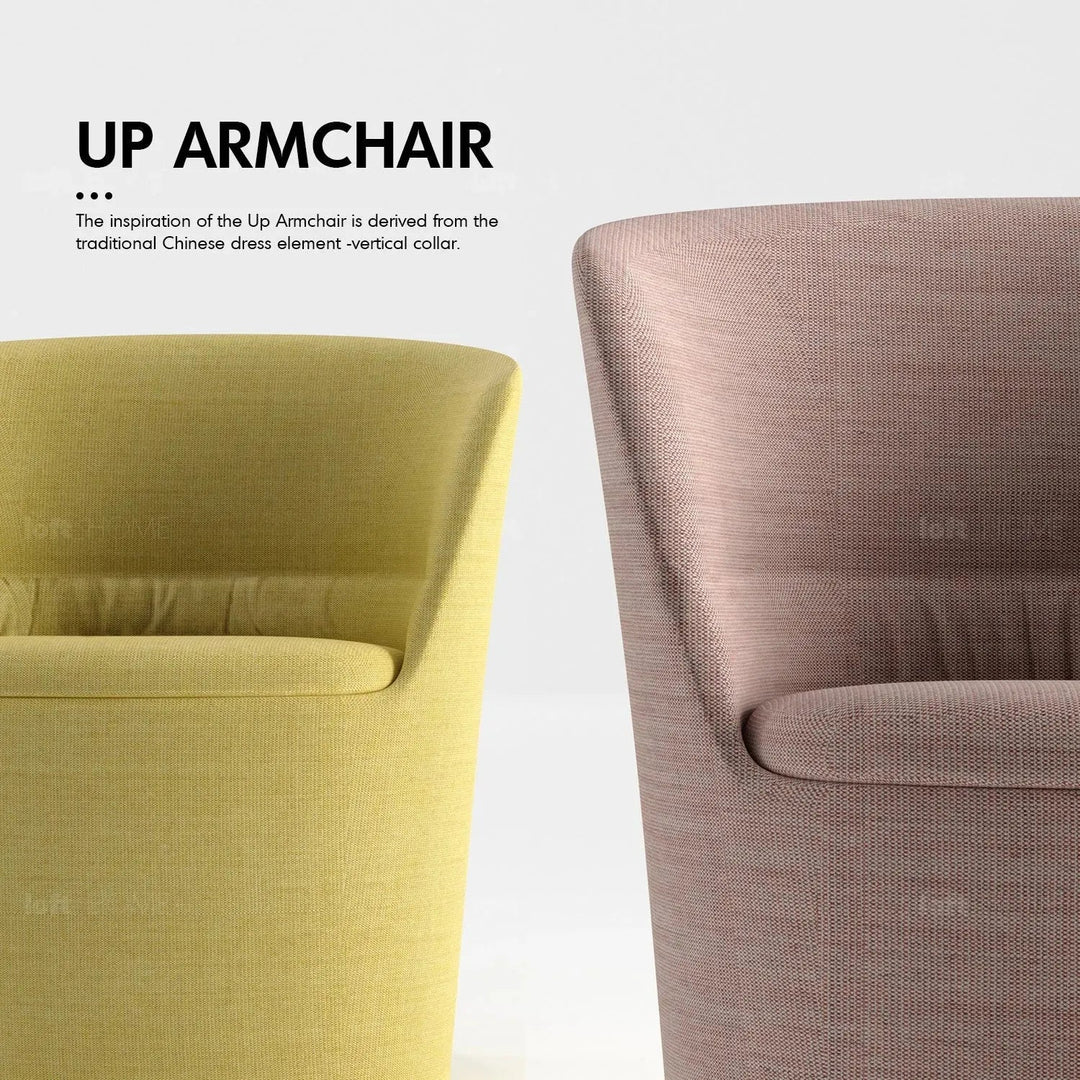 Minimalist Fabric Collar Armrest 1 Seater Sofa UP