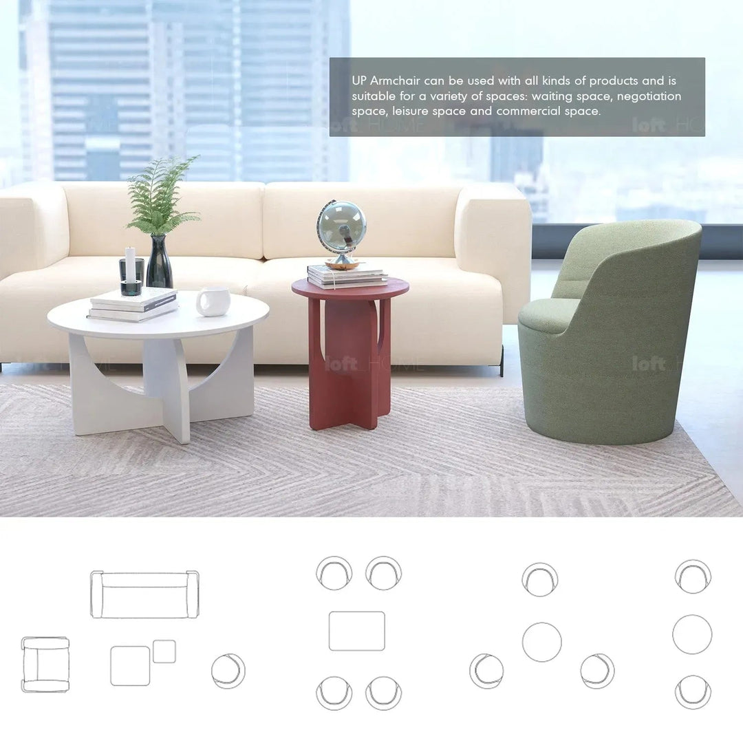 Minimalist Fabric Collar Armrest 1 Seater Sofa UP