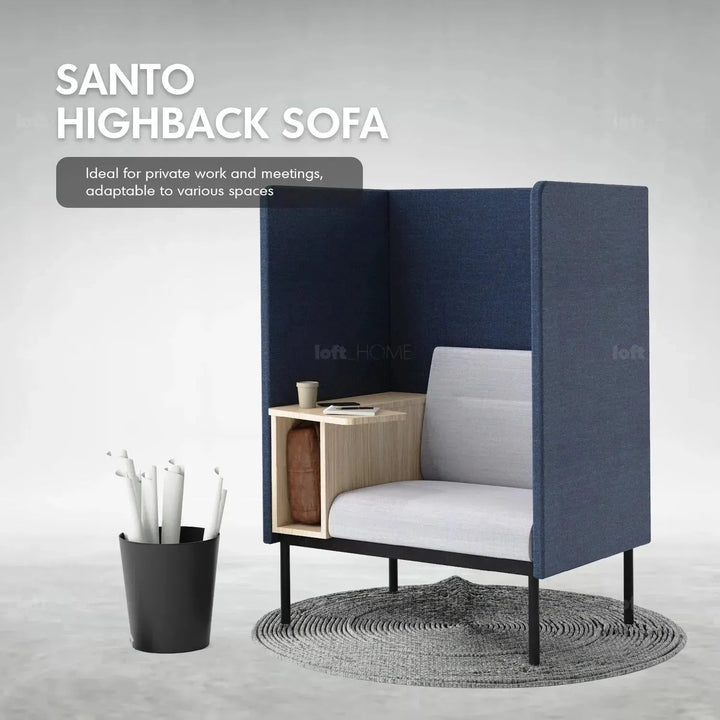 Minimalist Fabric Highback 1 Seater Sofa SANTO