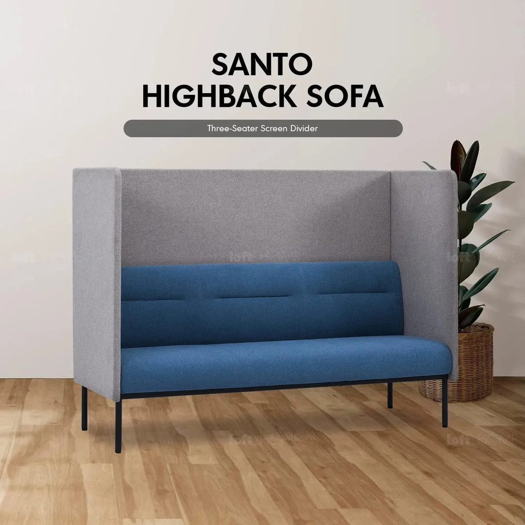 Minimalist Fabric Highback 3 Seater Sofa SANTO