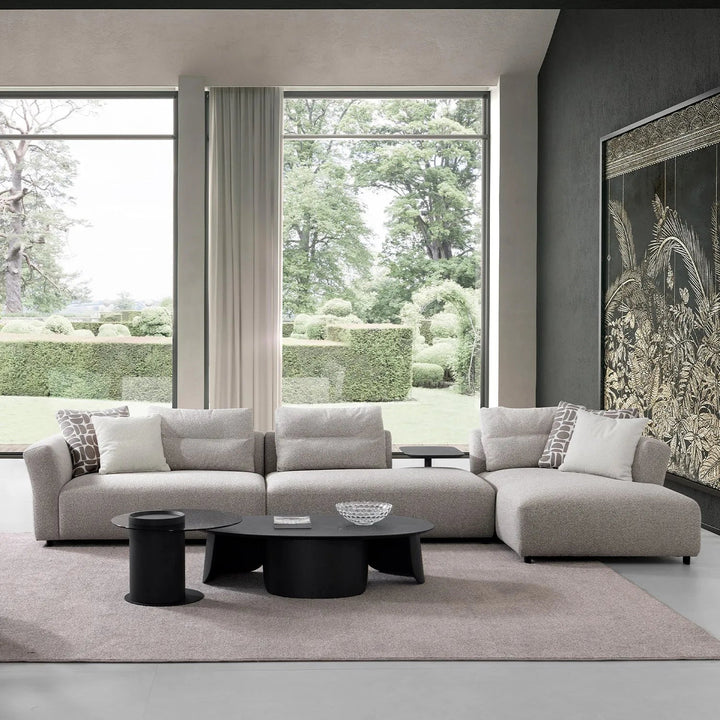 Minimalist Mixed Weave Fabric L Shape Sectional Sofa ESCAPE 5+L