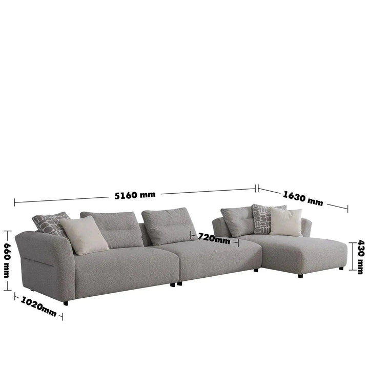 Minimalist Mixed Weave Fabric L Shape Sectional Sofa ESCAPE 5+L
