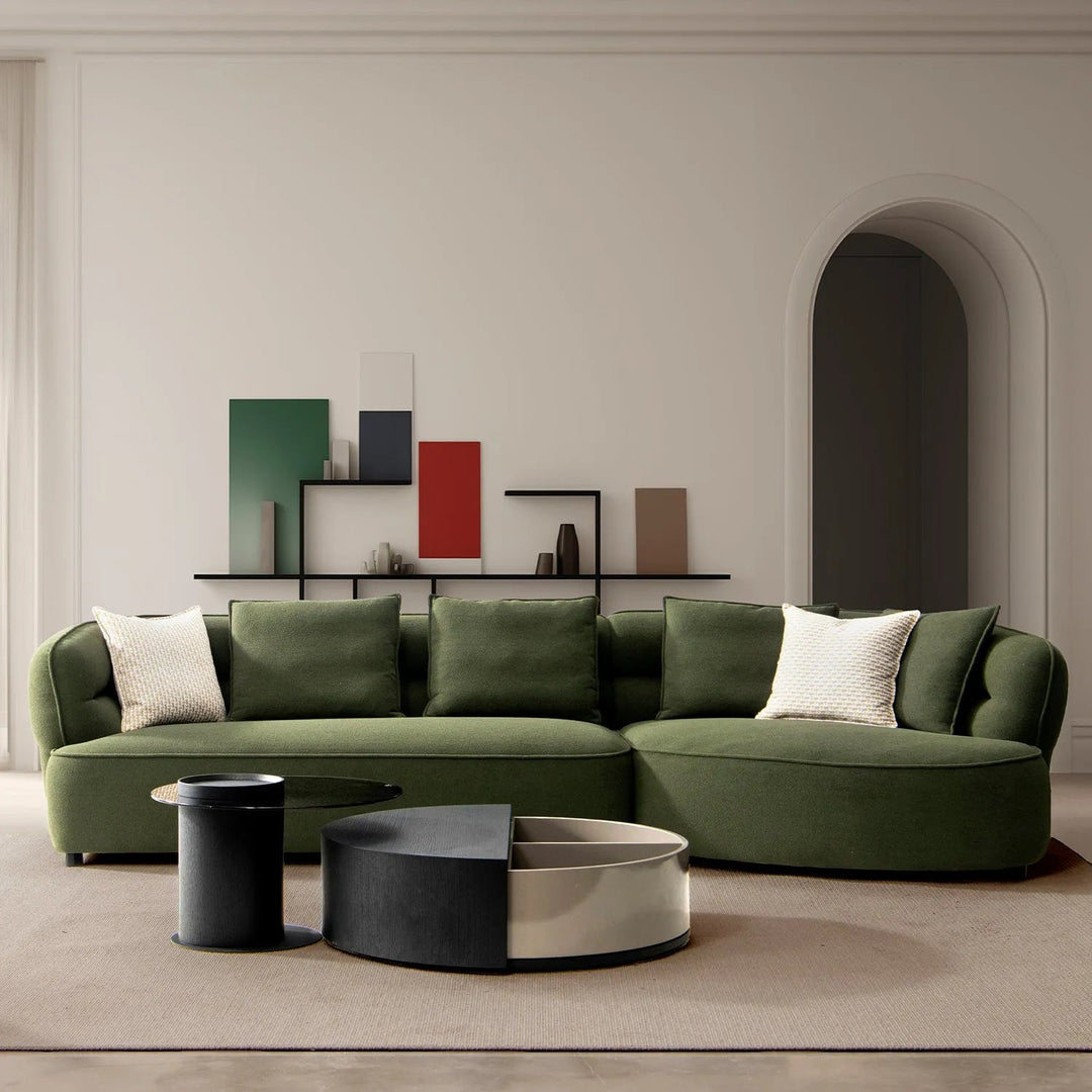 Modern Sherpa Fabric L Shape Sectional Sofa FORES 3+L